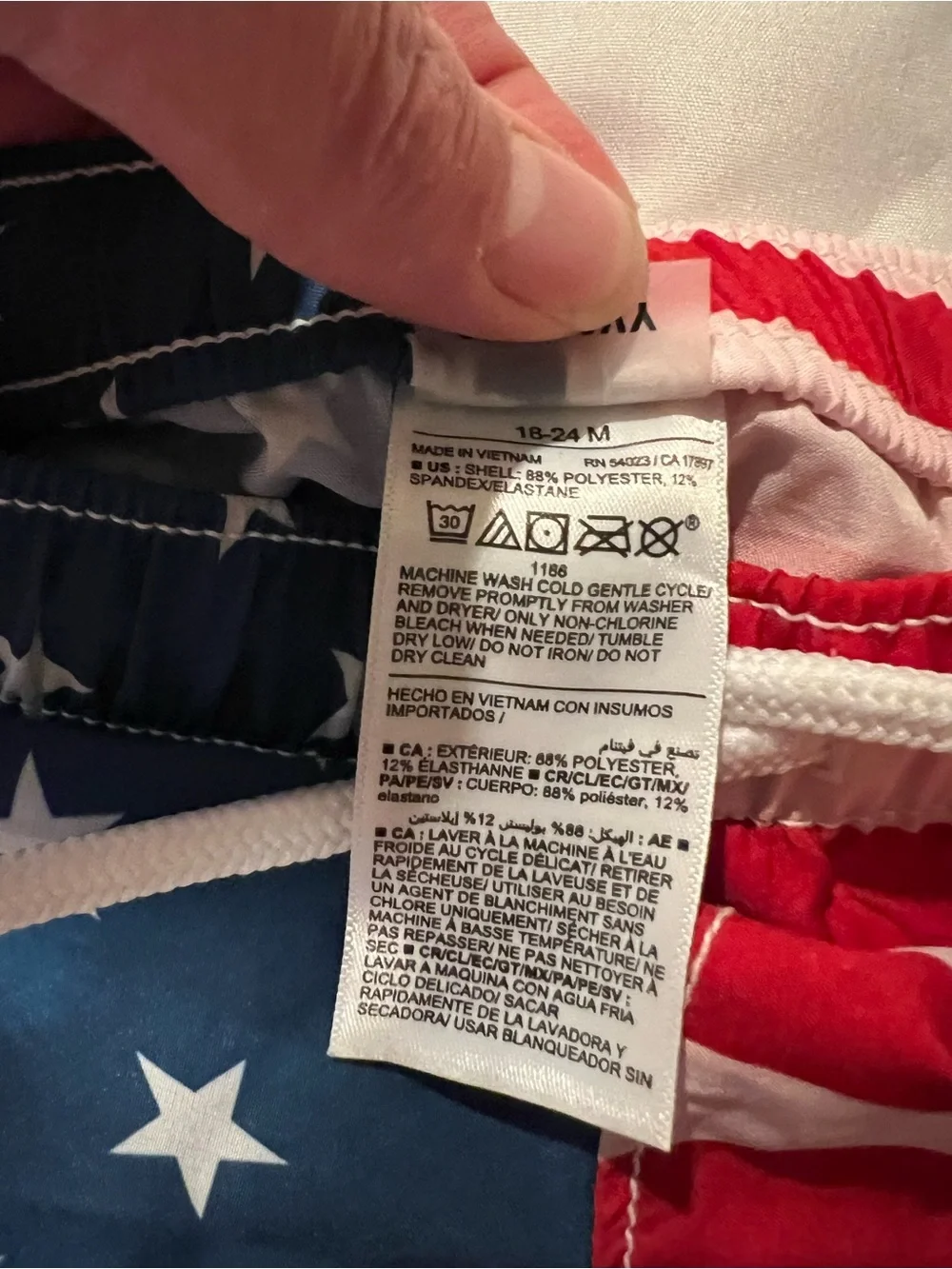 Old Navy Patriotic Toddler Rash Guard & Swim Trunk Set Size 18-24 Months
